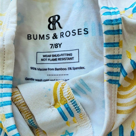 Bums & Roses Pajama Set Holiday Hanukkah Menorah Stars 2 Piece Bamboo 7/8 YR NWT - Picture 2 of 2